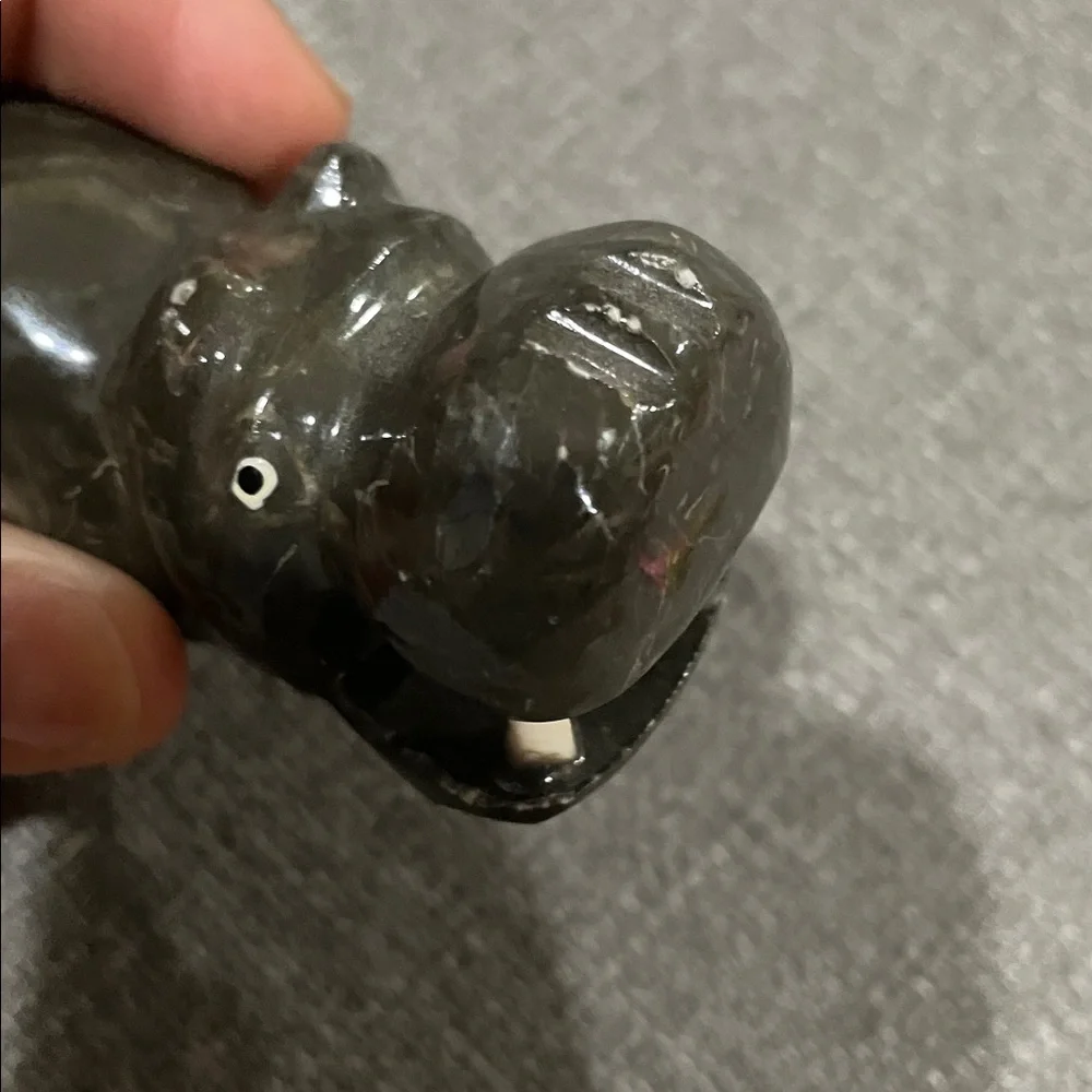 Stone Hand Carved Hippo Figurine